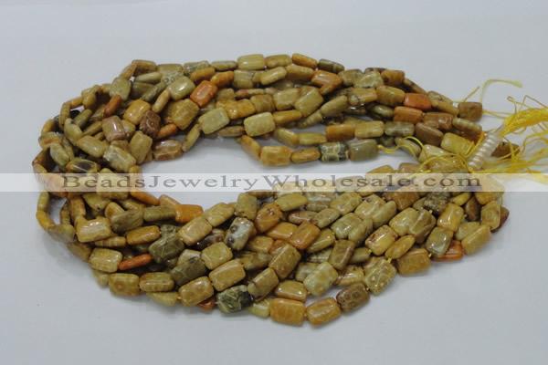 CFA51 15.5 inches 8*12mm rectangle yellow chrysanthemum agate beads