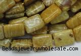 CFA52 15.5 inches 10*14mm rectangle yellow chrysanthemum agate beads