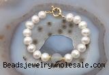 CFB1076 Hand-knotted 9mm - 10mm potato white freshwater pearl & montana agate bracelet