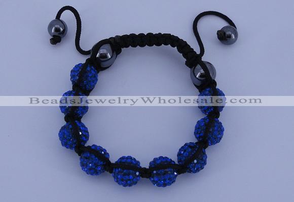 CFB558 10mm round rhinestone with hematite beads adjustable bracelet