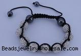 CFB560 12mm round rhinestone with hematite beads adjustable bracelet