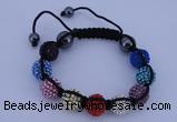 CFB567 12mm round rhinestone with hematite beads adjustable bracelet