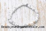 CFB700 faceted rondelle white howlite & potato white freshwater pearl stretchy bracelet