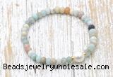 CFB706 faceted rondelle amazonite & potato white freshwater pearl stretchy bracelet