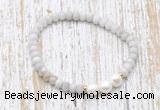 CFB722 faceted rondelle white crazy lace agate & potato white freshwater pearl stretchy bracelet