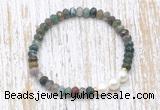 CFB725 faceted rondelle Indian agate & potato white freshwater pearl stretchy bracelet