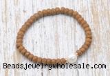 CFB739 faceted rondelle wooden jasper & potato white freshwater pearl stretchy bracelet