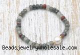 CFB745 faceted rondelle African bloodstone & potato white freshwater pearl stretchy bracelet