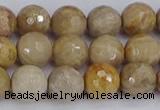 CFC230 15.5 inches 8mm faceted round fossil coral beads