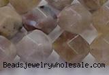 CFC303 15.5 inches 12mm faceted nuggets coral jade beads