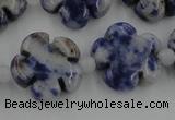 CFG1024 15.5 inches 16mm carved flower sodalite gemstone beads