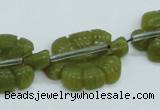 CFG11 15.5 inches 20*28mm carved leaf Korean jade beads