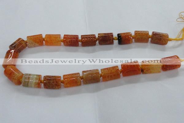 CFG1101 15.5 inches 15*20mm carved tube agate gemstone beads