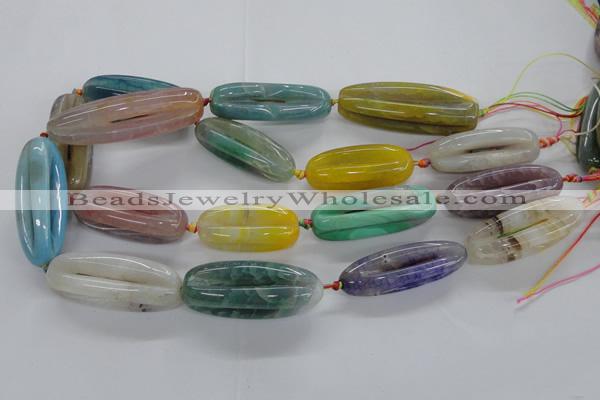 CFG1117 15.5 inches 14*40mm - 14*50mm carved rice agate beads