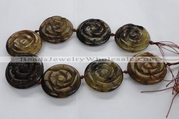 CFG1145 15.5 inches 45mm carved flower flower jade beads