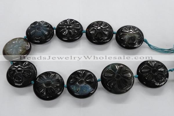 CFG1151 15.5 inches 35mm carved flower agate gemstone beads