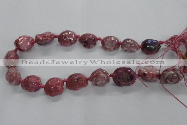 CFG1165 15.5 inches 25mm carved flower plated agate gemstone beads