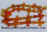 CFG1231 15.5 inches 32*45mm - 35*48mm cross dragon veins agate beads