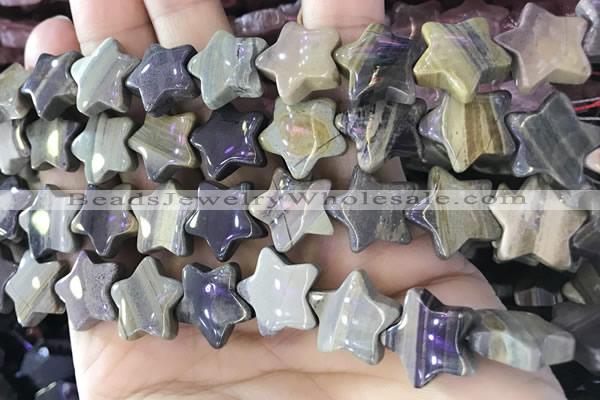 CFG1303 15.5 inches 15mm carved star silver leaf jasper beads