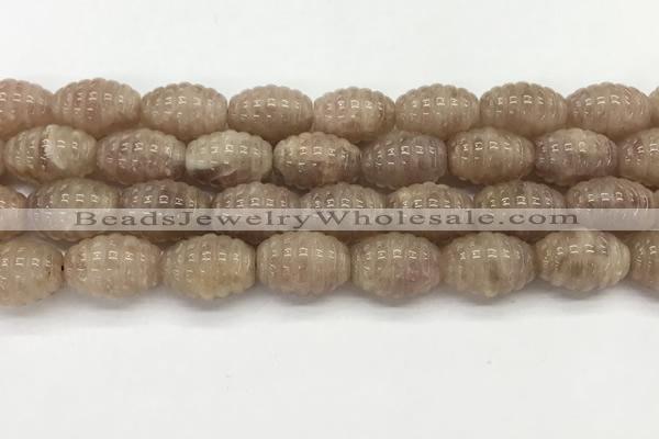 CFG1505 15.5 inches 15*20mm carved rice strawberry quartz beads