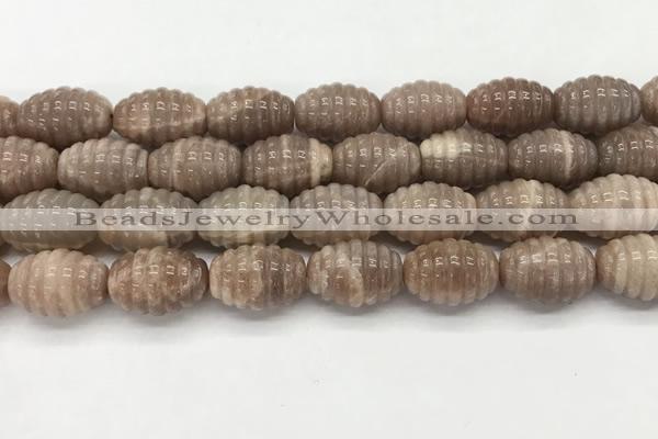 CFG1507 15.5 inches 15*20mm carved rice moonstone beads