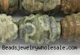 CFG1509 15.5 inches 15*20mm carved rice rhyolite gemstone beads