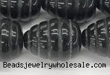 CFG1521 15.5 inches 15*20mm carved teardrop black agate beads