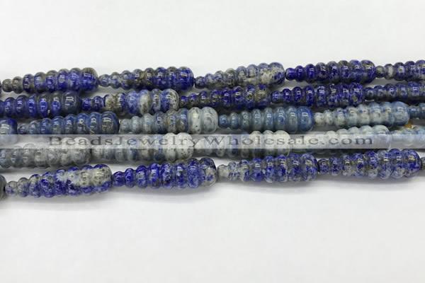 CFG1533 15.5 inches 10*35mm carved teardrop lapis lazuli beads