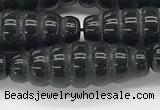 CFG1545 15.5 inches 10*30mm carved rice black agate beads