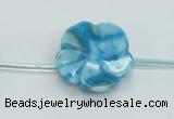 CFG18 15.5 inches 24mm carved flower blue crazy lace agate beads