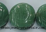 CFG204 15.5 inches 31mm carved coin green aventurine jade beads