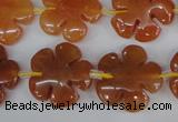 CFG216 15.5 inches 20mm carved flower red aventurine beads