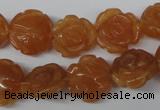 CFG232 15.5 inches 16mm carved flower red aventurine beads