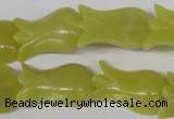 CFG240 15.5 inches 15*25mm carved flower olive jade gemstone beads