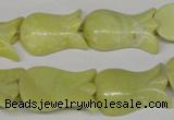 CFG241 15.5 inches 15*25mm carved flower lemon jade gemstone beads