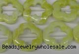 CFG257 15.5 inches 20mm carved flower lemon jade gemstone beads