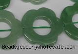 CFG261 15.5 inches 30mm carved flower green aventurine beads