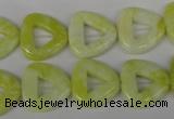 CFG275 15.5 inches 15*15mm carved triangle lemon jade beads