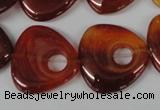 CFG276 15.5 inches 25*25mm carved triangle red agate beads