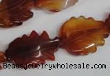 CFG279 15.5 inches 16*24mm carved leaf red agate beads