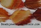 CFG280 15.5 inches 20*30mm carved leaf red agate beads