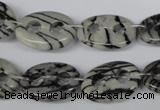 CFG293 15.5 inches 15*20mm carved oval black water jasper beads