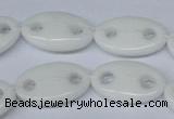 CFG298 15.5 inches 15*25mm carved oval white stone beads