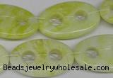 CFG308 15.5 inches 20*30mm carved oval lemon jade gemstone beads