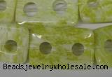 CFG336 15.5 inches 20*30mm carved rectangle lemon jade beads