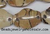 CFG340 22*30mm carved hexagon African leopard skin jasper beads