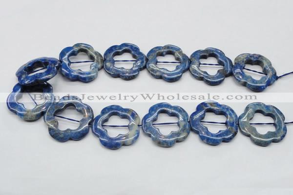 CFG41 15.5 inches 35mm carved flower lapis lazuli gemstone beads