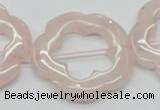 CFG42 15.5 inches 35mm carved flower rose quartz beads wholesale