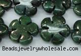 CFG452 15.5 inches 20mm carved flower green iron stone beads