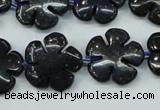 CFG453 15.5 inches 20mm carved flower blue iron stone beads